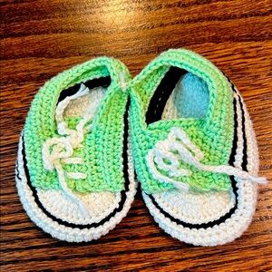 NWOT Crochet Baby Sneakers in Mint and White